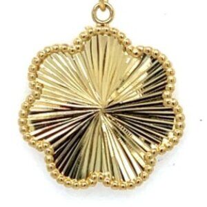 OUT ON MEMO 14k Yellow Gold Diamond-Cut Clover Pendant Necklace